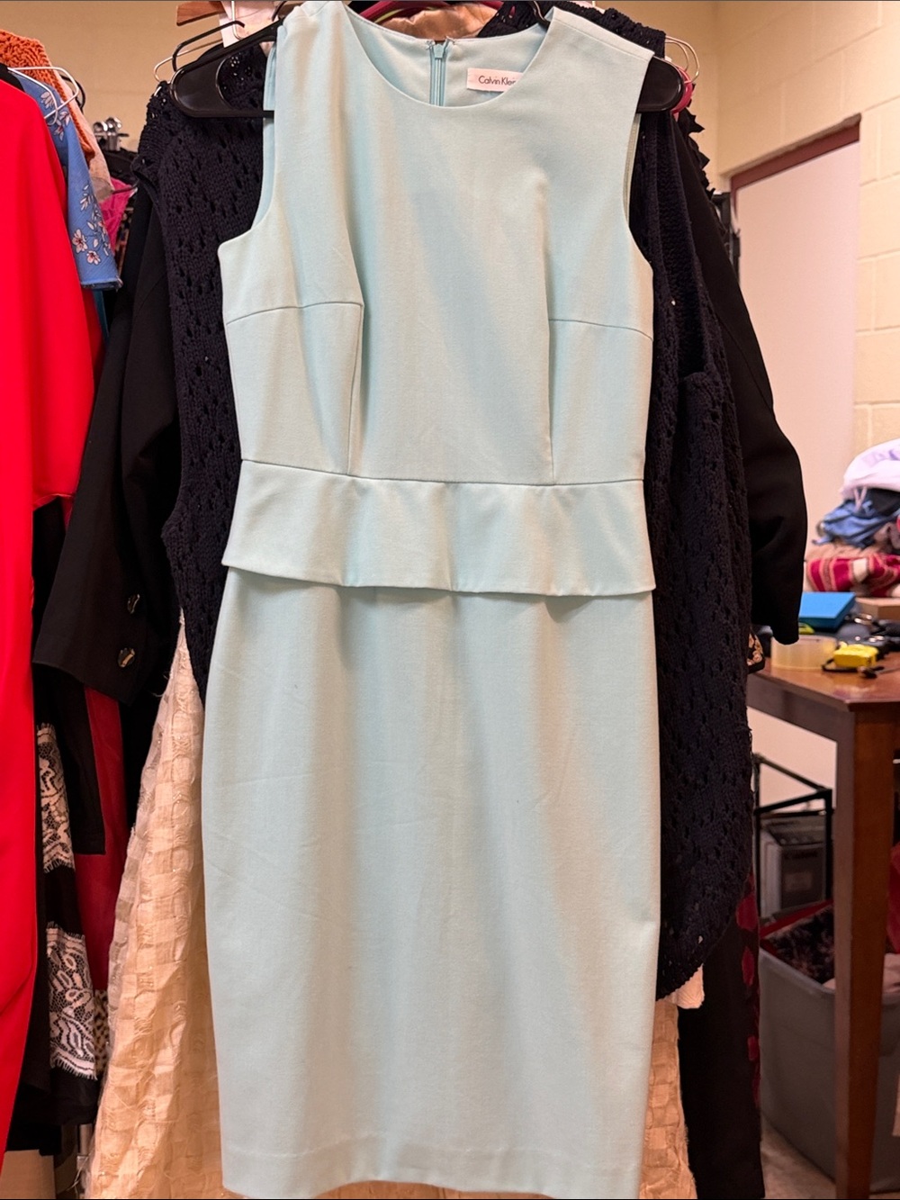 Calvin Klein Light Mint Peplum Sheath Dress